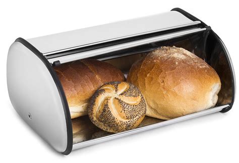 Greenco Stainless Steel Bread Bin Storage Box, Roll up Lid 